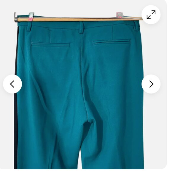 Narciso Rodriguez DesigNation  Crepe Tuxedo Pants Peacock Blue Black Stripe - Picture 3 of 5